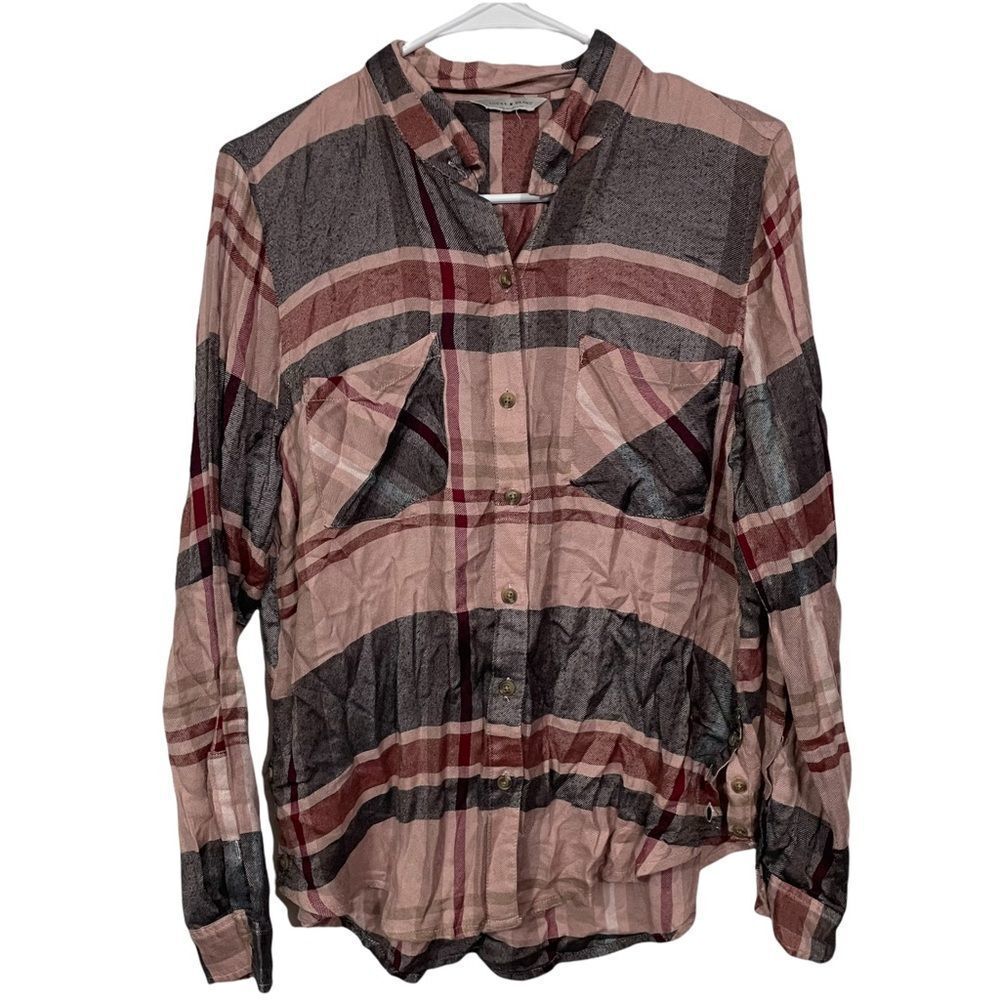 Lucky Brand Pink Plaid Button Up Casual Shirt
